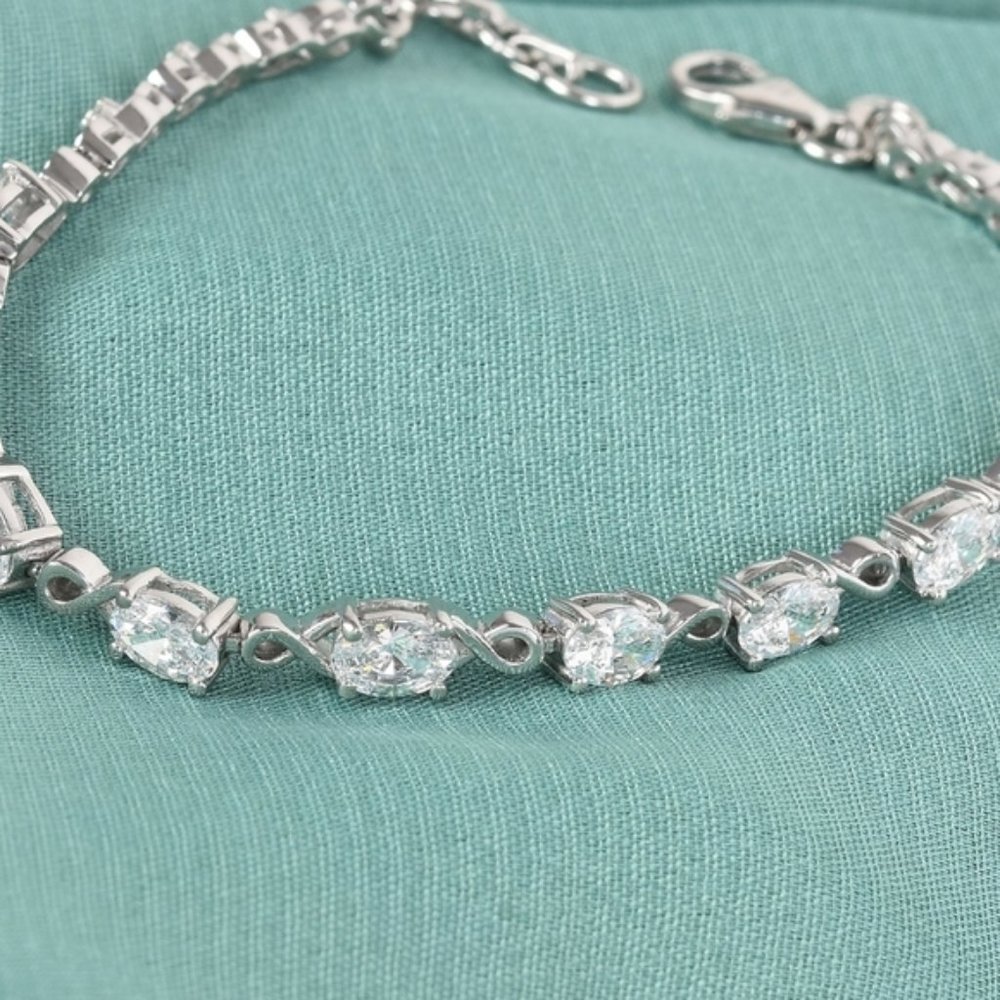 8.30g Plat/Sterling Silver Bracelet With Zirconia